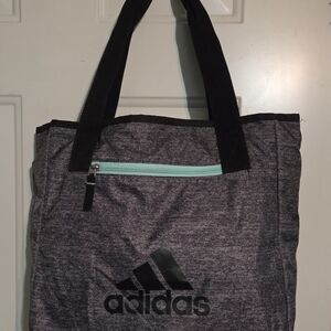 Adidas Heathered Gray Tote with Black and Teal Accents